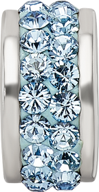 Sterling Silver 925 Double Row Crystal Bead with Polished Finish in Sky Blue