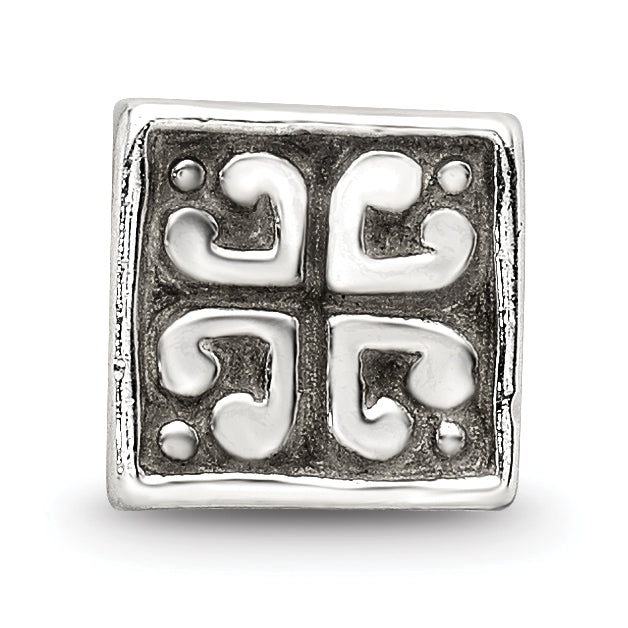 Sterling Silver Reflections Heart Cube Bead