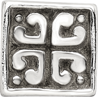 Sterling Silver 925 Heart Cube Bead with Antiqued Finish, Solid Craftsmanship