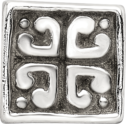 Sterling Silver 925 Heart Cube Bead with Antiqued Finish, Solid Craftsmanship
