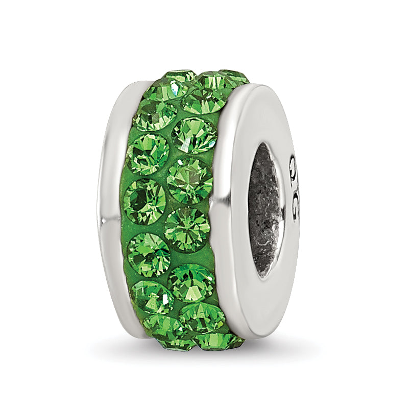 Sterling Silver Reflections Green Double Row Preciosa Crystal Bead