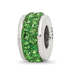 Sterling Silver Reflections Green Double Row Preciosa Crystal Bead