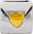 Sterling Silver & 14K Gold Love Note Bead with Polished Finish
