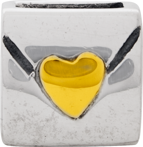 Sterling Silver & 14K Gold Love Note Bead with Polished Finish