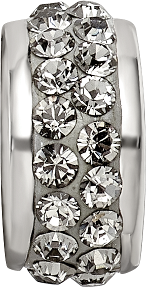 Sterling Silver 925 Double Row Crystal Bead with Grey Preciosa Stones Polished Finish