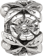 Sterling Silver 925 Floral Themed Bead with Antiqued Finish