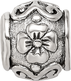 Sterling Silver 925 Floral Bead with Antique Finish Solid Charm