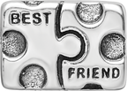 Sterling Silver 925 Best Friend Bead with Antiqued Finish Solid Craftsmanship by Sophia Jewelers