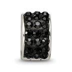 Sterling Silver 925 Black Preciosa Crystal Bead with Polished Finish