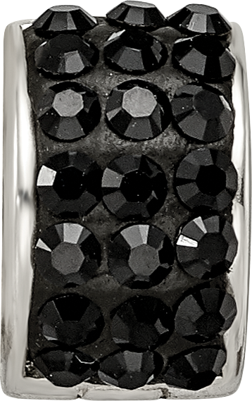 Sterling Silver 925 Black Preciosa Crystal Bead with Polished Finish