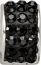 Sterling Silver 925 Black Preciosa Crystal Bead with Polished Finish