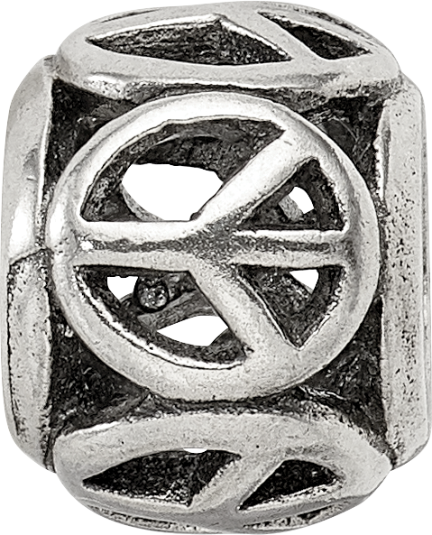 Sterling Silver Reflections Peace Sign Bead