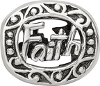 Sterling Silver 925 Faith Bead with Antiqued Finish Solid Themed Design