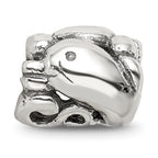 Sterling Silver 925 Dolphin Bead with Antiqued Finish Solid and Casted Design