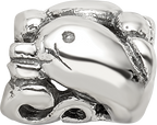 Sterling Silver 925 Dolphin Bead with Antiqued Finish Solid and Casted Design