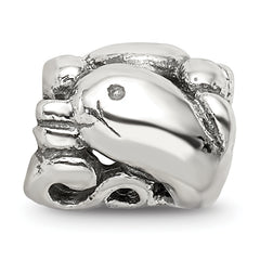 Sterling Silver 925 Dolphin Bead with Antiqued Finish Solid and Casted Design