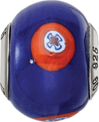 Sterling Silver 925 Blue Glass Bead with Decorative Accents Elegant Style