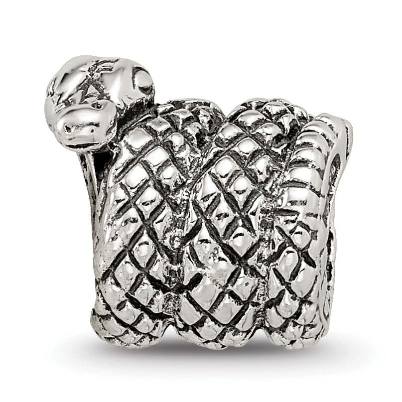 Sterling Silver 925 Snake Bead with Antiqued Finish for Timeless Elegance