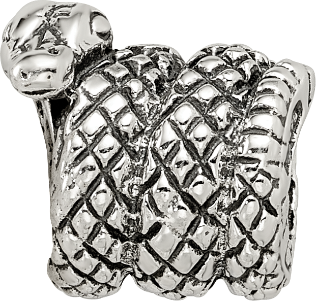 Sterling Silver 925 Snake Bead with Antiqued Finish for Timeless Elegance
