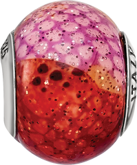 Sterling Silver Reflections Italian Pink & Orange Python Glass Bead