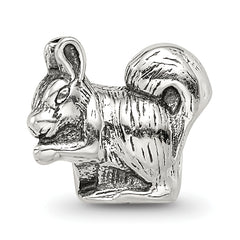 Sterling Silver 925 Squirrel Bead with Antiqued Finish Solid Design