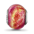 Sterling Silver 925 Fuschia & Yellow Glass Bead Polished Finish Elegant Accessory
