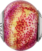 Sterling Silver 925 Fuschia & Yellow Glass Bead Polished Finish Elegant Accessory