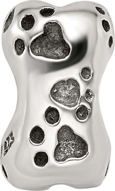 Sterling Silver 925 Dog Bone Bead with Antiqued Finish Solid Cast Durable Design