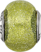 Sterling Silver 925 Polished Glass Bead with Glitter Elegance