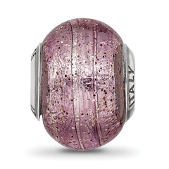 Sterling Silver Reflections Italian Pink Glitter Glass Bead