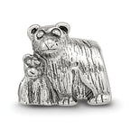 Sterling Silver 925 Mama & Baby Bear Bead with Antiqued Finish