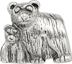 Sterling Silver 925 Mama & Baby Bear Bead with Antiqued Finish