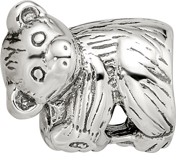 Sterling Silver 925 Koala Bead with Antiqued Finish Solid Design