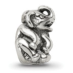 Sterling Silver 925 Elephant Bead with Antiqued Finish Solid Design
