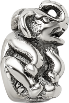 Sterling Silver 925 Elephant Bead with Antiqued Finish Solid Design