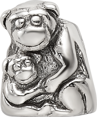 Sterling Silver Reflections Mama & Baby Monkey Bead