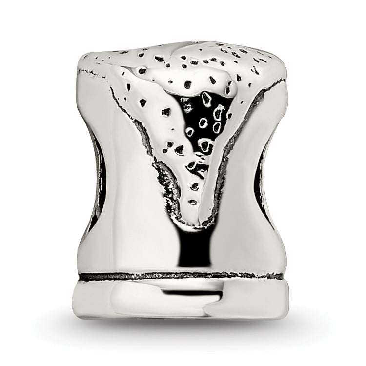 Sterling Silver 925 Beer Mug Bead with Antiqued Finish Solid Themed Design