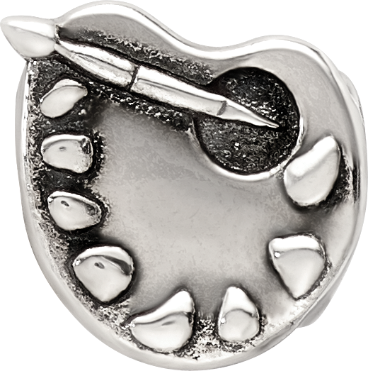 Sterling Silver 925 Antiqued Artists Palette Bead Elegant Cast Design