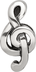 Sterling Silver 925 Treble Clef Bead with Antiqued Finish Solid Cast Design