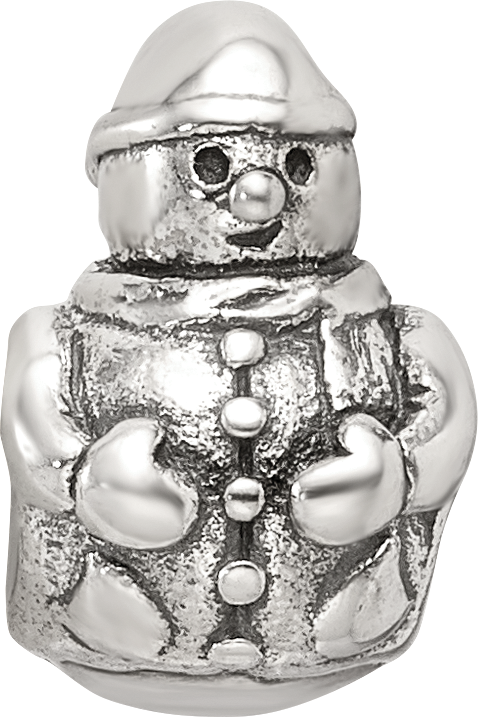Sterling Silver 925 Snowman Bead with Antiqued Finish Solid
