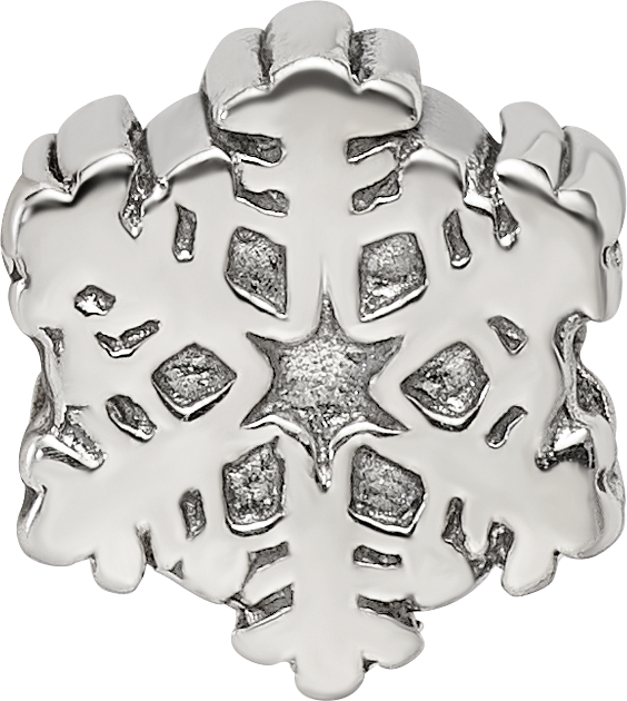 Sterling Silver 925 Snowflake Bead with Antiqued Finish Elegant Winter Theme