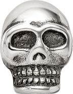 Sterling Silver 925 Antiqued Skull Bead with Solid Cast Design