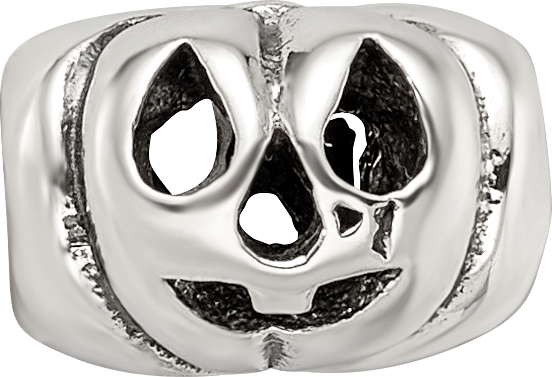 Sterling Silver 925 Jack o' Lantern Bead with Antiqued Finish Solid Cast Design