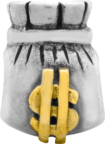 Sterling Silver & 14K Gold Money Bag Bead with Antiqued Finish for Elegance Secondary image