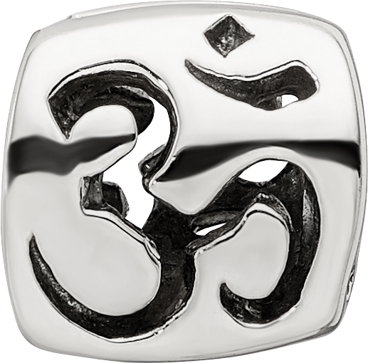 Sterling Silver 925 Om Symbol Bead with Antiqued Finish | Spiritual Elegance