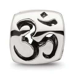 Sterling Silver 925 Om Symbol Bead with Antiqued Finish | Spiritual Elegance