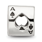 Sterling Silver 925 Ace Card Bead with Antiqued Finish Vintage Charm