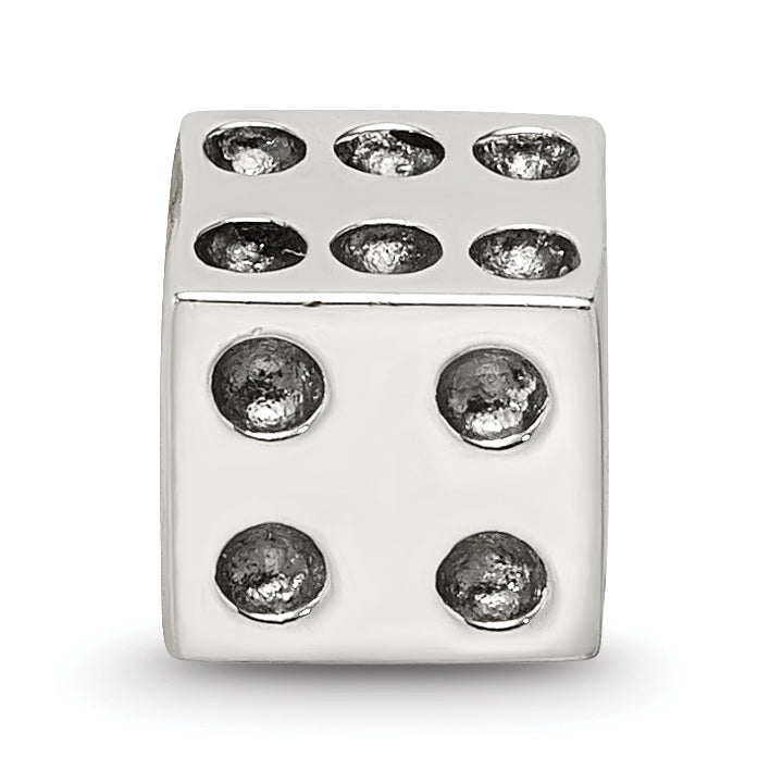 Sterling Silver 925 Antique Dice Bead with Casted Vintage Finish