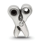 Sterling Silver 925 Scissors Bead with Antiqued Finish Vintage Style