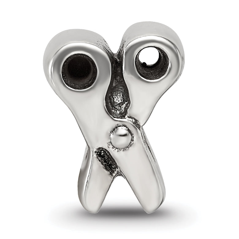 Sterling Silver 925 Scissors Bead with Antiqued Finish Vintage Style